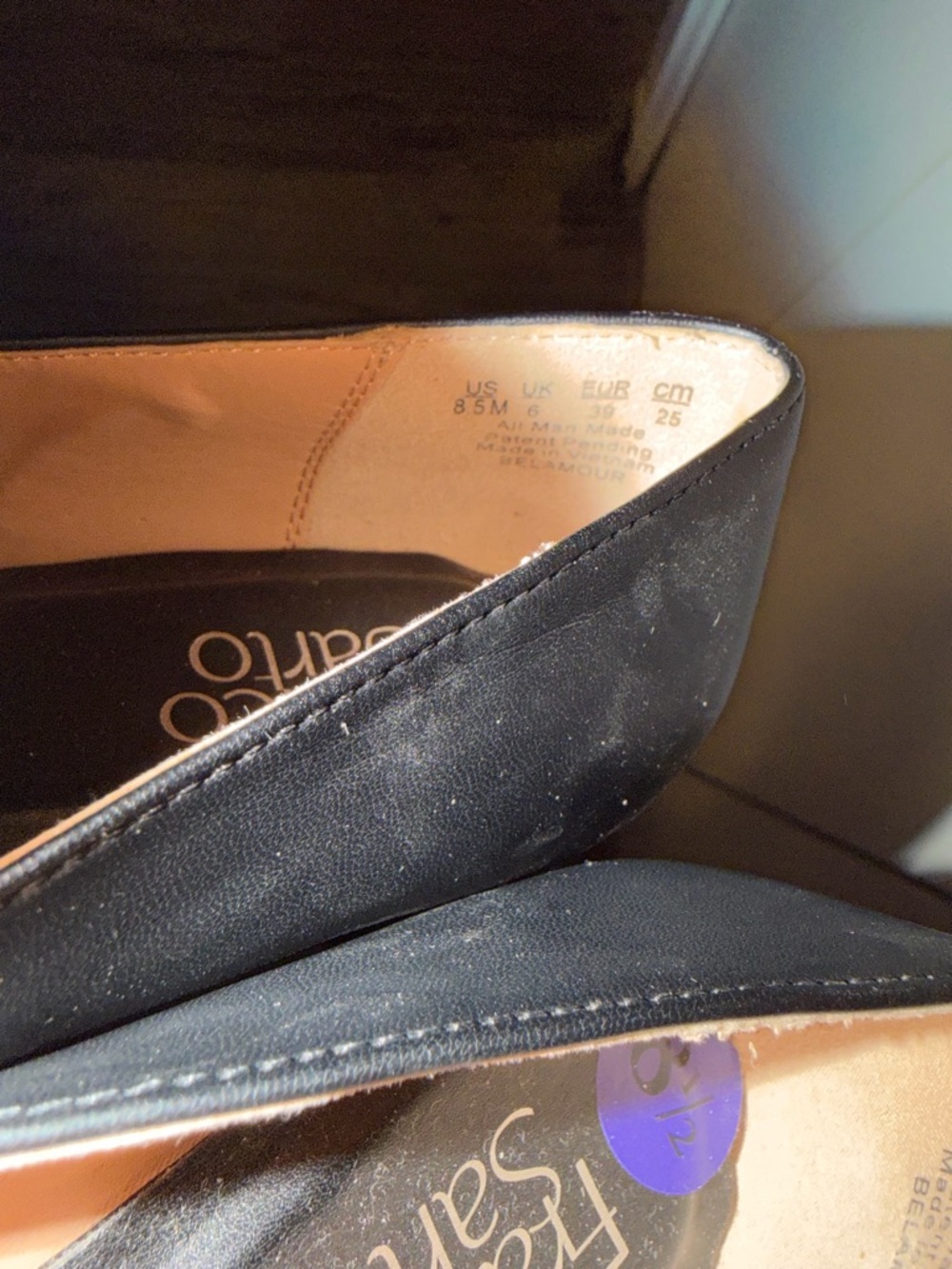 Franco Sarto Black Pointed-Toe Leather Loafers - Picture 3 of 3